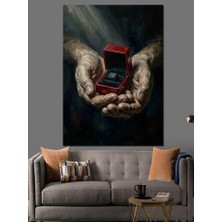 Karizma Tablo Avuç Içinde Yüzük Kutusu Tablosu Dekoratif Kanvas - Mdf Ahşap Tablo