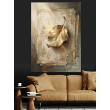 Karizma Tablo Parşömen Üzerinde Kuru Altın Yaprak Dekoratif Kanvas - Mdf Ahşap Tablo