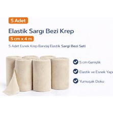Oska Global Elastik Sargı Bezi Krep 5 cm x 4 M 5 Adet Esnek Krep Bandaj Elastik Sargı Bezi Seti