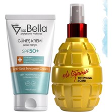 Duy Leke Karşıtı Güneş Kremi 50 ml + Bronzing Bomb, Bronzluğun Zirvesi, Bronzluğu, Koyu ve Buğday Tenliler