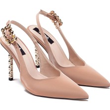 Dedos Kadın Özel Yüksek Topuklu Şık Tokalı Arkası Açık Gündelik Sivri Burun Abiye Ayakkabı 400