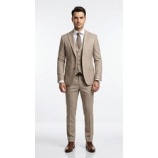Plus Scorpion Erkek Slim Fit Takım Elbise Yelekli Modern Kesim Likralı Esnek Kumaş Kırışmaz Şık Düğün Davet Takımı