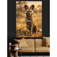 Karizma Tablo Bozkırda Oturan Benekli Sırtlan Tablosu Dekoratif Kanvas - Mdf Ahşap Tablo