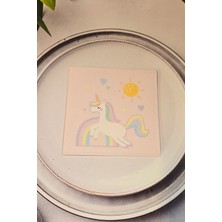 Pekshop Unicorn Tasarım Baskılı Peçete Pembe Kare Kumaş Dokulu 12 Adet