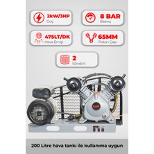 GAP Kompresör Çift Piston Kafa Grubu 3hp 8 Bar G-2065B