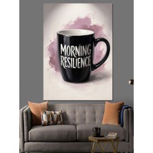 Karizma Tablo Morning Resilience Yazılı Siyah Kupa Dekoratif Kanvas - Mdf Ahşap Tablo