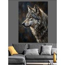 Karizma Tablo Profilden Kurt Başı Vahşi Portre Dekoratif Kanvas - Mdf Ahşap Tablo