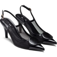 Dedos Kadın Yüksek Topuklu Tokalı Sivri Burun Arkası Açık Fileli Abiye Ayakkabı 17235