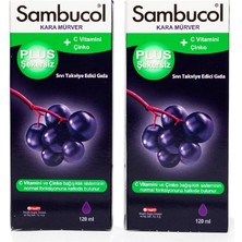Sambucol Plus Şekersiz Şurup 120 ml Kara Mürver C Vitamini Çinko 2 Adet