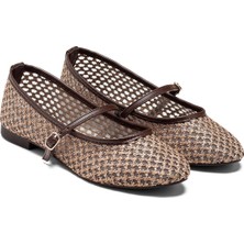 Dedos Kadın Hasır Örme Fileli Makosen Espadril Tokalı Babet 9015