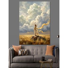 Karizma Tablo Bulutlar ve Yalnız Figür Dekoratif Kanvas - Mdf Ahşap Tablo