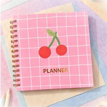 Lizy Spiralli Süresiz Planlayıcı Ajanda - 19X19 cm - Motivasyon ve Sticker Sayfaları Kiraz