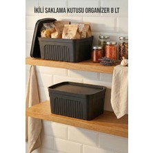EW's Kitchenware Füme 2'li 8 Lt Ünit Saklama Kutusu & Çok Amaçlı Mutfak ve Kiler Düzenleyici Organizer