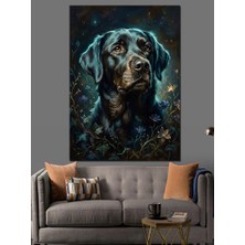 Karizma Tablo Siyah Labrador Köpek Portresi Dekoratif Kanvas - Mdf Ahşap Tablo