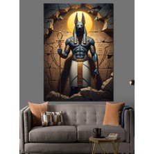 Karizma Tablo Antik Mısır Tanrısı Anubis Portresi Dekoratif Kanvas - Mdf Ahşap Tablo