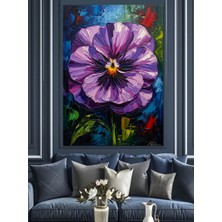 Karizma Tablo Yakın Çekim Mor Hercai Menekşe Dekoratif Kanvas - Mdf Ahşap Tablo