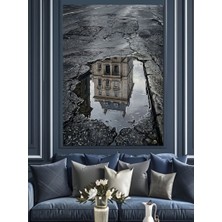 Karizma Tablo Islak Zeminde Bina Yansıması Dekoratif Kanvas - Mdf Ahşap Tablo