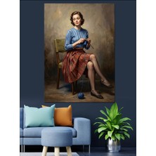 Karizma Tablo Örgü Ören Zarif Kadın Portresi Dekoratif Kanvas - Mdf Ahşap Tablo