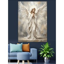 Karizma Tablo Beyaz Kanatlı Melek Figürü Tablo Dekoratif Kanvas - Mdf Ahşap Tablo