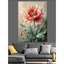 Karizma Tablo Tek Büyük Pembe Çiçek Sanatı Dekoratif Kanvas - Mdf Ahşap Tablo