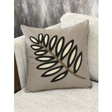 Zeora Home Dekoratif Pamuklu Kırlent Kılıfı Yaprak Desenli Modern Bohem Etnik Salon Çift Katlı Kumaş