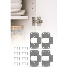 Omilife 4'lü Paslanmaz Menteşe Tamir Sacı Dolap Kapak Onarım Kiti Vida Setli Menteşe Güçlendirme Aparatı