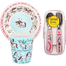 Tyrrell Katz Melamin Mama Kasesi - Alıştırma Bardağı - Kutulu Çatal Kaşık Seti // Unicorn