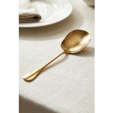 EW's Kitchenware Gold Büyük Boy Paslanmaz Çelik Servis Kaşığı & Profesyonel Sunum Gereci 25 cm