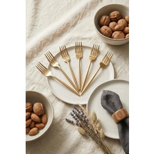 EW's Kitchenware 6'lı Lüks Gold Paslanmaz Çelik Tatlı Çatalı Seti (16 Cm)