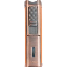 Parmida 3 Torch Pürmüz Sehpalı Gövdesi Turuncu Deri Bronz Metal Puro Çakmağı