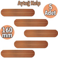 Badem10 Aytuğ 5 Adet Rose Çekmece Kulp 160 mm Geniş T Çizgili Oval Modern Dolap Kapak Kulpu
