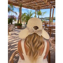 Aydın Şapkacınız Kadın Premium Hasır Şapka – Fiyonk Detaylı, Arkası Cırtlı Ayarlanabilir, Tesettüre Uygun Yazlık Şapka