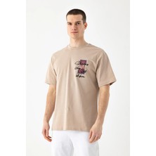 i8 Denim Etnik Baskılı Nakışlı T-Shirt