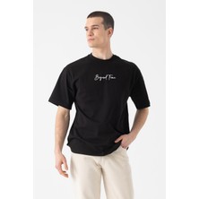 i8 Denim Etnik Baskılı Nakışlı T-Shirt