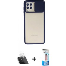 İlk El Grup Ieg™ Galaxy A22 Kılıf Vadi Çizgi - Siyah 5d Eko Cam Ekran Koruyucu + Şeffaf Kamera Lens Koruma Cam