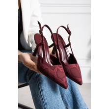 Dabab Shoes Snape Kadın Yılan Desenli Sivri Burun 7 cm Topuklu Slingback Ayakkabı