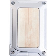 Caseti Tek Torch Pürmüz Gümüş Ahşap Desenli Metal Puro Çakmağı