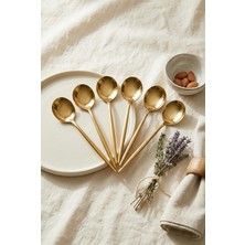 EW's Kitchenware 6'lı Lüks Gold Paslanmaz Çelik Tatlı Kaşığı Seti (16 Cm)