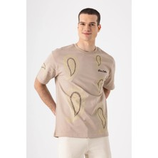 i8 Denim Şal Desen Baskılı T-Shirt