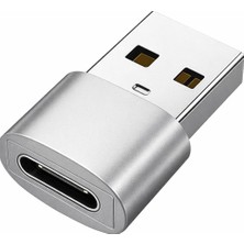 Coverzone USB 2.0 To Type-C Adaptörü USB Erkek Tip-C Dişi USB A To USB C Dönüştürücü (Rt8-A Gümüş)