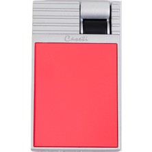 Caseti Tek Torch Perde Alev Kırmızı Gümüş Metal Puro Çakmağı