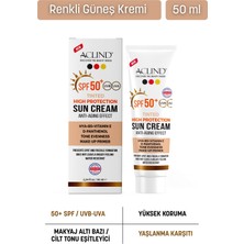 Aclind Spf 50+ Kapatıcı Etkili Renkli Yüz Güneş Kremi - Yaşlanma Karşıtı Cilt Tonu Eşitleyici 50 ml