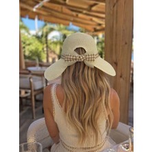 Aydın Şapkacınız Kadın Premium Hasır Şapka – Fiyonk Detaylı, Arkası Cırtlı Ayarlanabilir, Tesettüre Uygun Yazlık Şapka