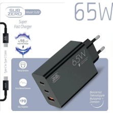 GUNKES Universal Uyumlu 65W Usb+Pd+Pd ( 3 ) Girişli Süper Fast Type-C Şarj Aleti + Kablo