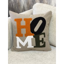 Zeora Home Dekoratif Pamuklu Kırlent Kılıfı Home Yazılı Modern Bohem Etnik Salon Çift Katlı Kumaş