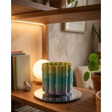 Senka Yeşil Tonlu Dekoratif Vazo Modern Tasarım Salon Ofis Masa Üstü Aksesuar