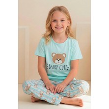 Farya Home Faryakids Pamuklu Kısa Kollu Desenli Kız Çocuk Pijama Takımı