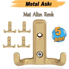 Badem10 (5 Adet) Aytuğ Askı Mat Altın Dolap Askılık Duvar Askılığı Vestiyer Mutfak Elbise Kıyafet Askısı