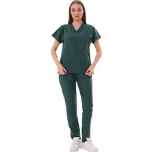 N Company Jüniper En- Boy Likralı Orman Yeşili Kadın Scrubs Takım