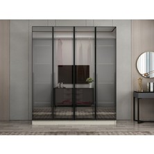 Minar Nisa 4 Kapaklı 2 Çekmece Dolap Kumtaşı Reflekte Cam